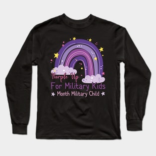 Funny Month Of The Military Child 2022 Rainbow Design Long Sleeve T-Shirt